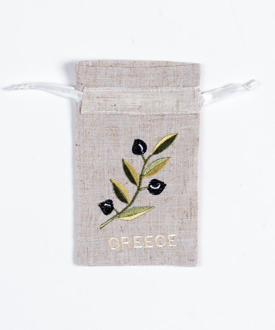 clammougreece Σαπουνοθήκη (10τμχ) GREECE (9cm x 14cm) άμμου με χρώμα SilkFashion - Image 1