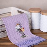 Σετ 12 τεμαχίων ποτηρόπανα γκοφρέ (50cm x 70cm) λιλά γαίδαρος CORFU SilkFashion