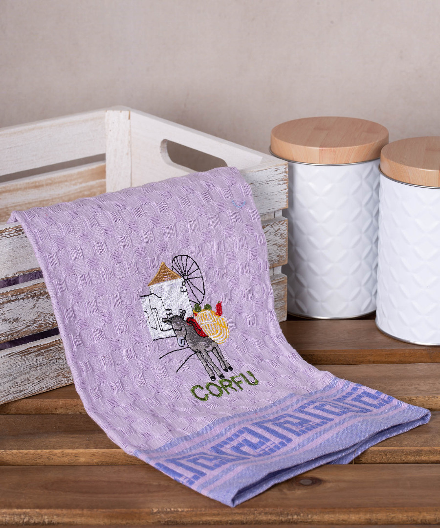 corfu-gaidaros-lila Σετ 12 τεμαχίων ποτηρόπανα γκοφρέ (50cm x 70cm) λιλά γαίδαρος CORFU SilkFashion - Image 1
