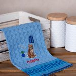 Σετ 12 τεμαχίων ποτηρόπανα γκοφρέ (50cm x 70cm) μπλέ γάτα CORFU SilkFashion