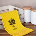 Σετ 12 τεμαχίων ποτηρόπανα γκοφρέ (50cm x 70cm) κίτρινο γλάστρα CORFU SilkFashion