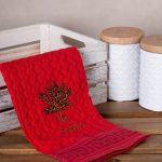 Σετ 12 τεμαχίων ποτηρόπανα γκοφρέ (50cm x 70cm) κόκκινο γλάστρα CORFU SilkFashion