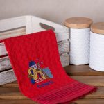 Σετ 12 τεμαχίων ποτηρόπανα γκοφρέ (50cm x 70cm) κόκκινο εκκλησία CORFU SilkFashion