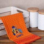 Σετ 12 τεμαχίων ποτηρόπανα γκοφρέ (50cm x 70cm) πορτοκαλί εκκλησία CORFU SilkFashion