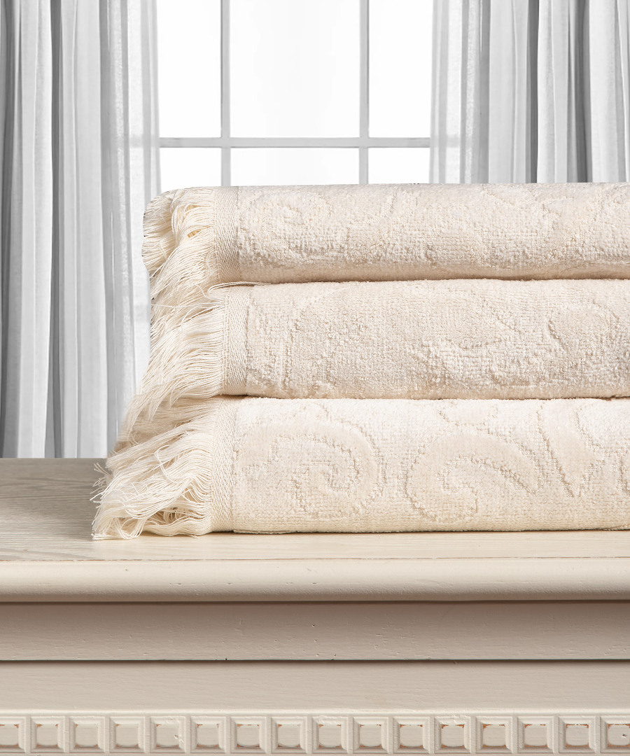 cream Βαμβακερή ζακάρ πετσέτα ALICIA 520gsm (40cm x 60cm) cream SilkFashion - Image 1