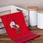 Σετ 12 τεμαχίων ποτηρόπανα γκοφρέ (50cm x 70cm) κόκκινο γάιδαρος CRETA SilkFashion