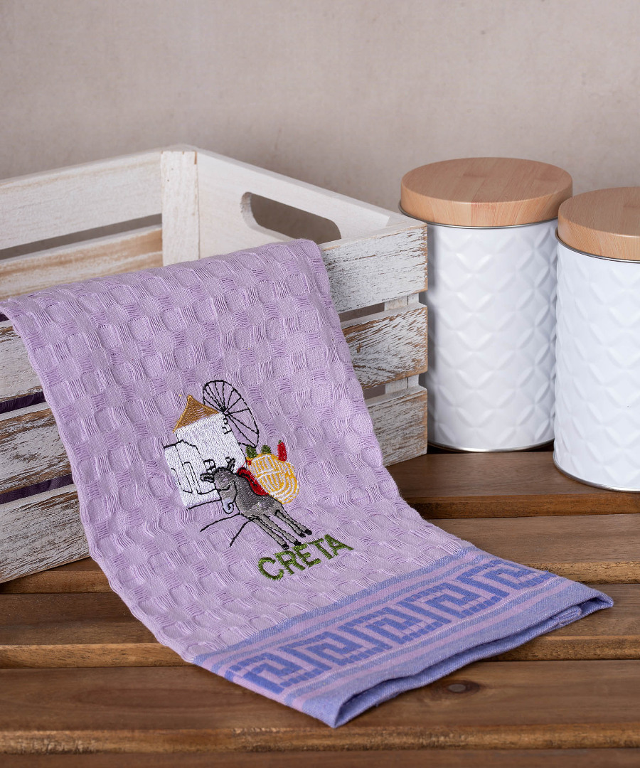 creta-gaidaros-lila Σετ 12 τεμαχίων ποτηρόπανα γκοφρέ (50cm x 70cm) λιλά γαίδαρος CRETA SilkFashion - Image 1