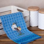 Σετ 12 τεμαχίων ποτηρόπανα γκοφρέ (50cm x 70cm) μπλέ γαίδαρος CRETA SilkFashion