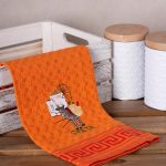 Σετ 12 τεμαχίων ποτηρόπανα γκοφρέ (50cm x 70cm) πορτοκαλί γαίδαρος CRETA SilkFashion