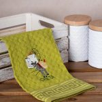 Σετ 12 τεμαχίων ποτηρόπανα γκοφρέ (50cm x 70cm) πράσινο γαίδαρος CRETA SilkFashion