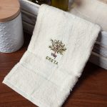 Δωδεκάδα πετσέτες χεριών (30cm x 50cm) ivory με γλάστρα ΚΡΗΤΗ SilkFashion