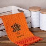 Σετ 12 τεμαχίων ποτηρόπανα γκοφρέ (50cm x 70cm) πορτοκαλί γλάστρα CRETA SilkFashion