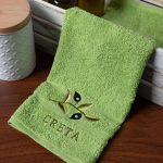 Δωδεκάδα πετσέτες χεριών (30cm x 50cm) πράσινο με κλαδί ΚΡΗΤΗ SilkFashion