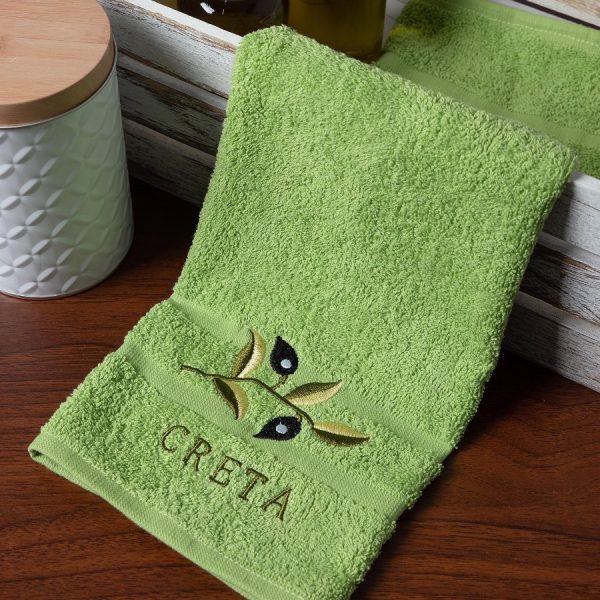 Πετσέτα Προσώπου (50cm x 100cm) Πράσινο με Κλαδί ΚΡΗΤΗ SilkFashion