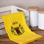 Σετ 12 τεμαχίων ποτηρόπανα γκοφρέ (50cm x 70cm) κίτρινο κίονας CRETA SilkFashion