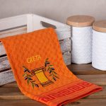 Σετ 12 τεμαχίων ποτηρόπανα γκοφρέ (50cm x 70cm) πορτοκαλί κίονας CRETA SilkFashion