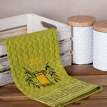 Σετ 12 τεμαχίων ποτηρόπανα γκοφρέ (50cm x 70cm) πράσινο κίονας CRETA SilkFashion