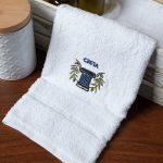 Δωδεκάδα πετσέτες χεριών (30cm x 50cm) λευκό με μπλέ κίωνα ΚΡΗΤΗ SilkFashion