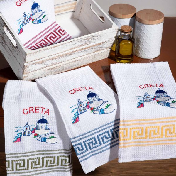 Σετ 12 τεμαχίων ποτηρόπανα (50cm x 70cm) εκκλησία CRETA SilkFashion