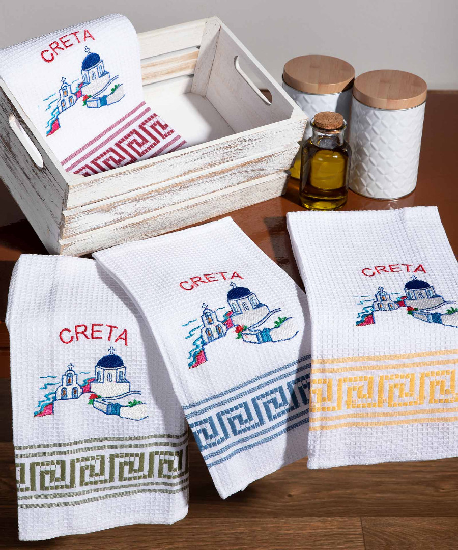 creta-naos Σετ 12 τεμαχίων ποτηρόπανα (50cm x 70cm) εκκλησία CRETA SilkFashion - Image 1