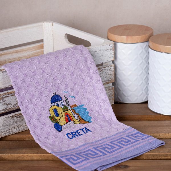 Σετ 12 τεμαχίων ποτηρόπανα γκοφρέ (50cm x 70cm) λιλά εκκλησία CRETA SilkFashion