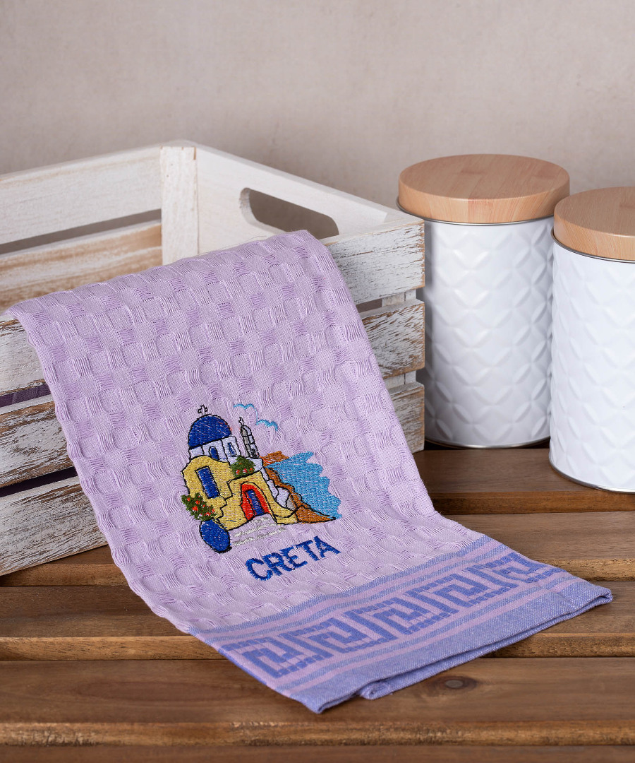 creta-naos-lila Σετ 12 τεμαχίων ποτηρόπανα γκοφρέ (50cm x 70cm) λιλά εκκλησία CRETA SilkFashion - Image 1