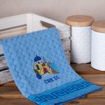 Σετ 12 τεμαχίων ποτηρόπανα γκοφρέ (50cm x 70cm) μπλέ εκκλήσία CRETA SilkFashion