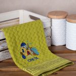 Σετ 12 τεμαχίων ποτηρόπανα γκοφρέ (50cm x 70cm) πράσινο εκκλησία CRETA SilkFashion