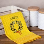 Σετ 12 τεμαχίων ποτηρόπανα γκοφρέ (50cm x 70cm) κίτρινο στεφάνι CRETA SilkFashion