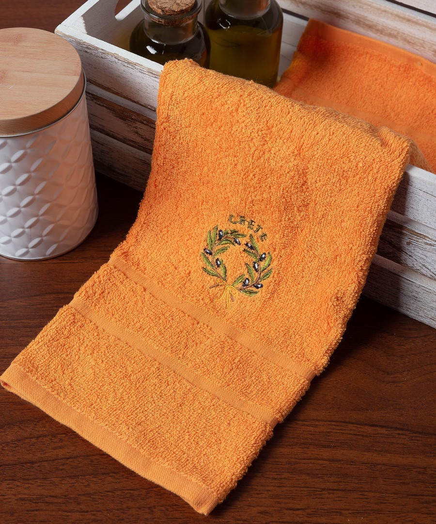 creta-stefani-orange-1 Πετσέτα Σώματος ( 70cm x 140cm ) Πορτοκαλί με στεφάνι ΚΡΗΤΗ SilkFashion - Image 1