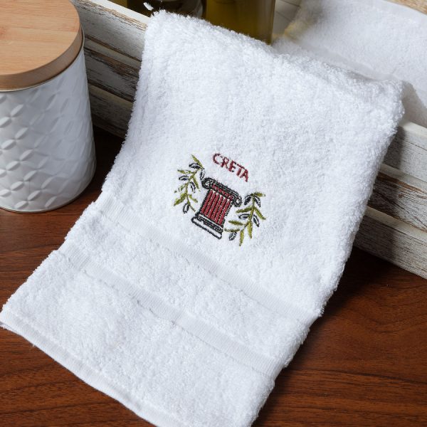 Δωδεκάδα πετσέτες χεριών (30cm x 50cm) λευκό με κόκκινο κίωνα ΚΡΗΤΗ SilkFashion