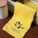 Δωδεκάδα πετσέτες χεριών (30cm x 50cm) κίτρινο με κλαδί ΚΡΗΤΗ SilkFashion