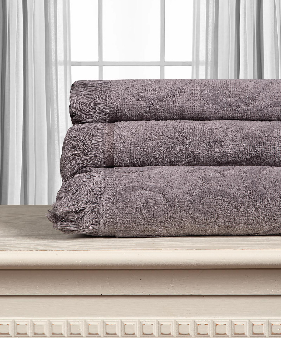 darkgrey Βαμβακερή ζακάρ πετσέτα ALICIA 520gsm (40cm x 60cm) σκούρο γκρί SilkFashion - Image 1