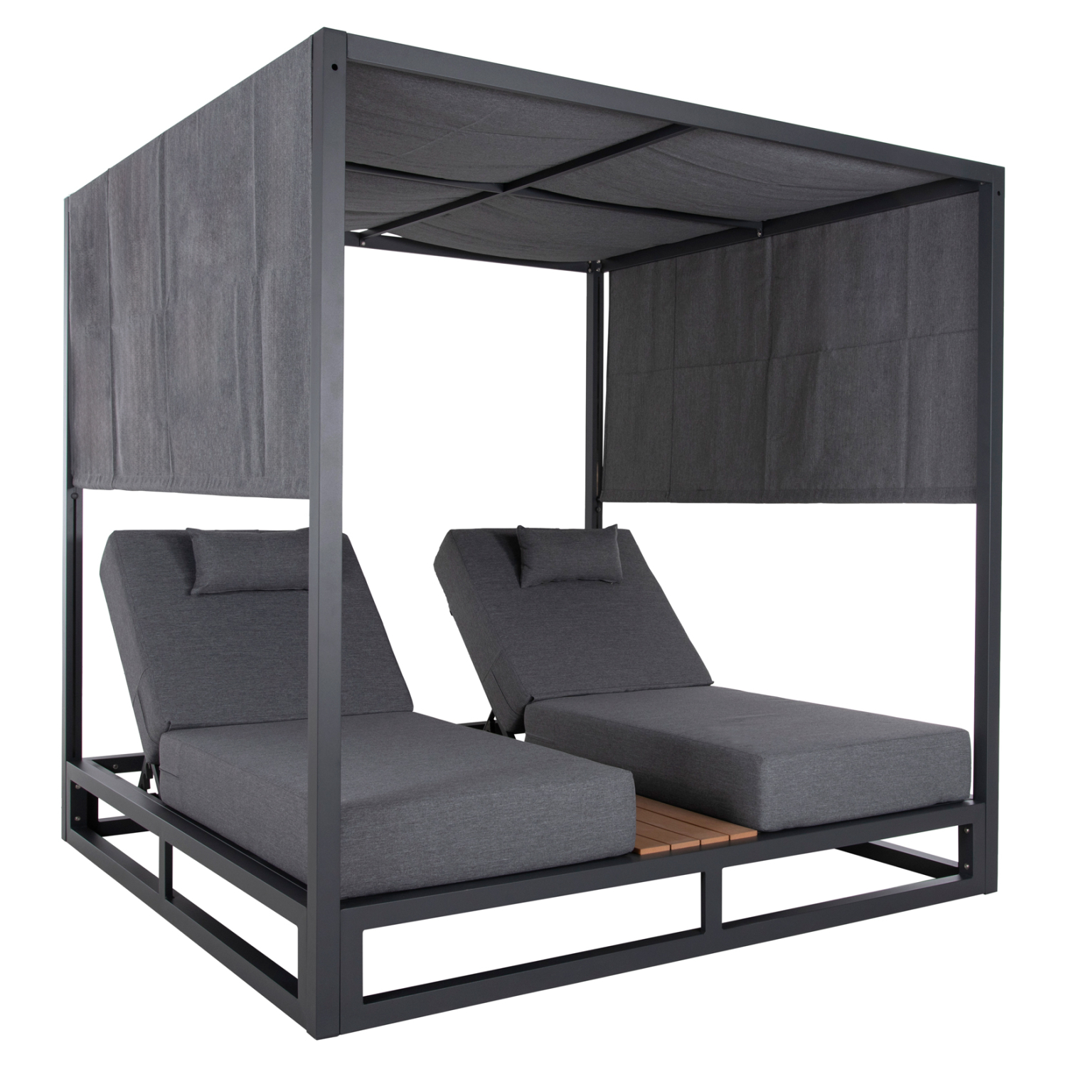 dipli-xaplostra-paralias-me-skiastro-kyb ΔΙΠΛΗ ΞΑΠΛΩΣΤΡΑ ΑΛΟΥΜΙΝΙΟΥ ΠΑΡΑΛΙΑΣ ΜΕ ΣΚΙΑΣΤΡΟ ΚΥΒΟΣ GALLANT HM6097.01 ΓΚΡΙ 2x2x2μ - Image 1