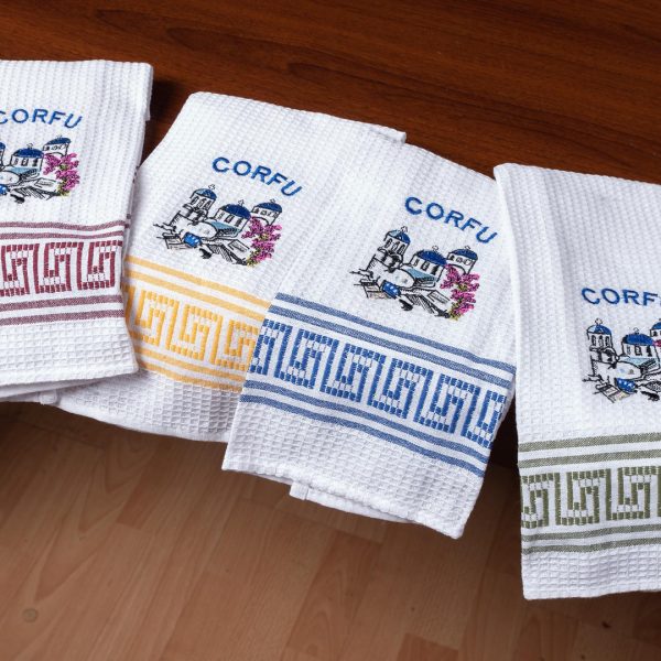 Σετ 12 τεμαχίων ποτηρόπανα (45cm x 65cm) εκκλησία CORFU SilkFashion