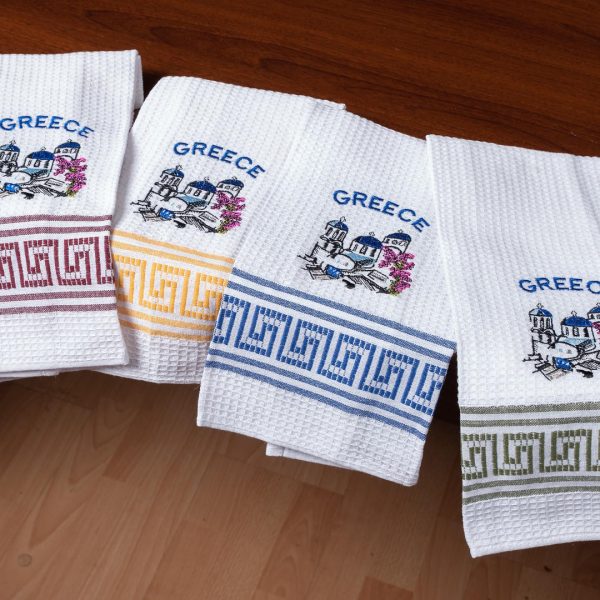 Σετ 12 τεμαχίων ποτηρόπανα (45cm x 65cm) εκκλησία GREECE SilkFashion