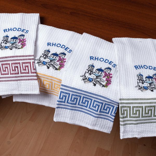 Σετ 12 τεμαχίων ποτηρόπανα (45cm x 65cm) εκκλησία RHODES SilkFashion