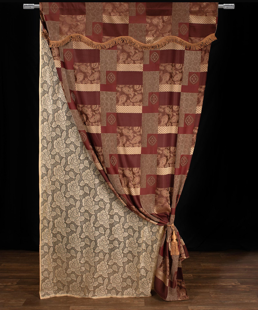 eleni Κουρτίνα eleni (150cm x 280cm) με τούνελ Μπορντώ SilkFashion - Image 1