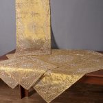 Σετ 4 τεμαχίων (100cm x 100cm, 45cm x 105cm, 2x42cm x 42cm) Ερατώ Χρυσό SilkFashion