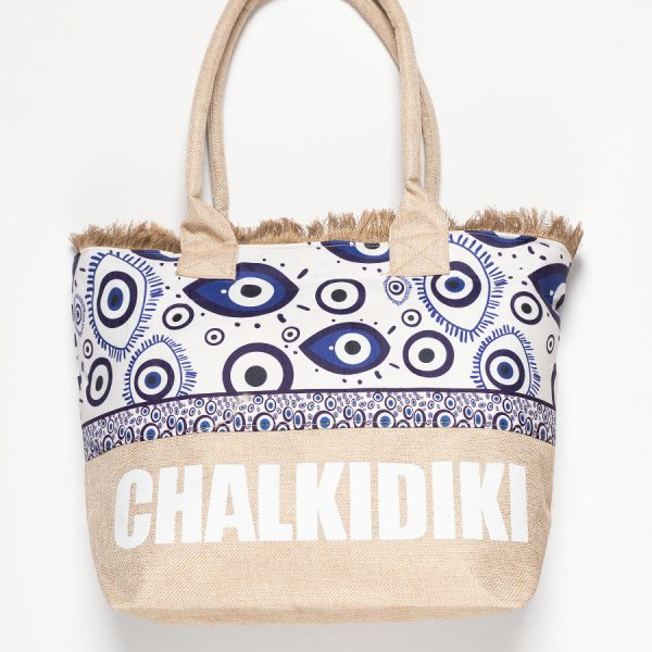 Τσάντα με χερούλι (49cm x 15cm x 34cm) μάτι 2 CHALKIDIKI SilkFashion