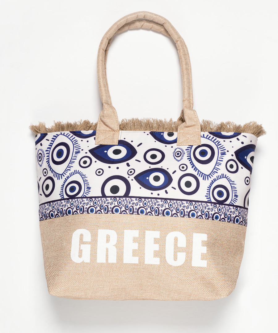 eye2greece Τσάντα με χερούλι (49cm x 15cm x 34cm) μάτι 2 GREECE SilkFashion - Image 1