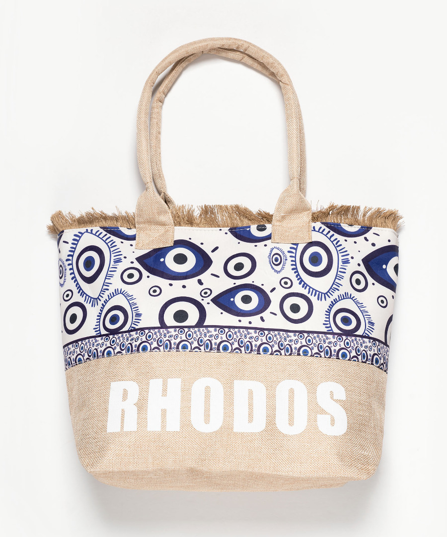 eye2rhodos Τσάντα με χερούλι (49cm x 15cm x 34cm) μάτι 2 RHODES SilkFashion - Image 1