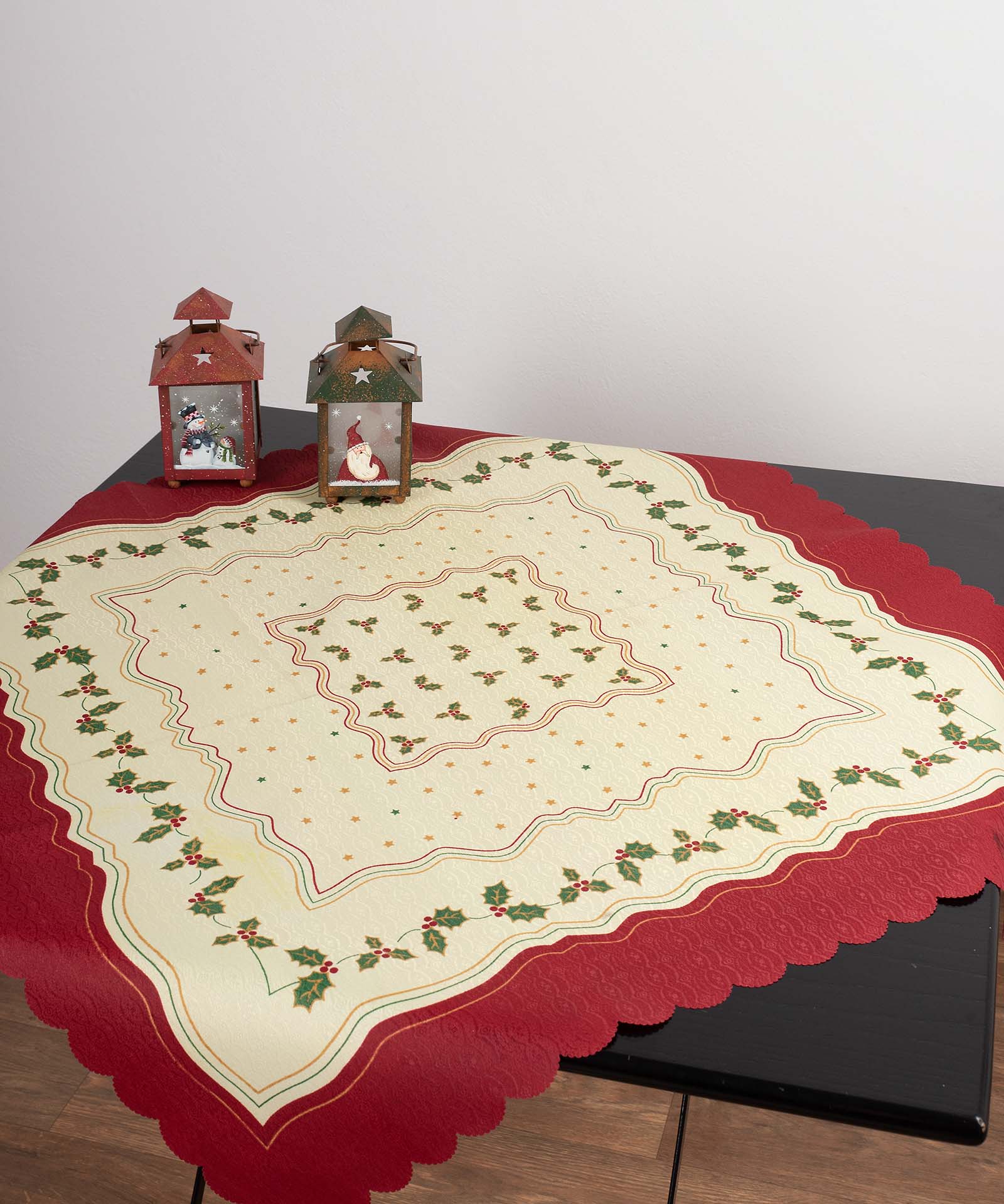 gki-1 χριστουγεννιάτικο καρέ (90cm x 90cm) γκι SilkFashion - Image 1