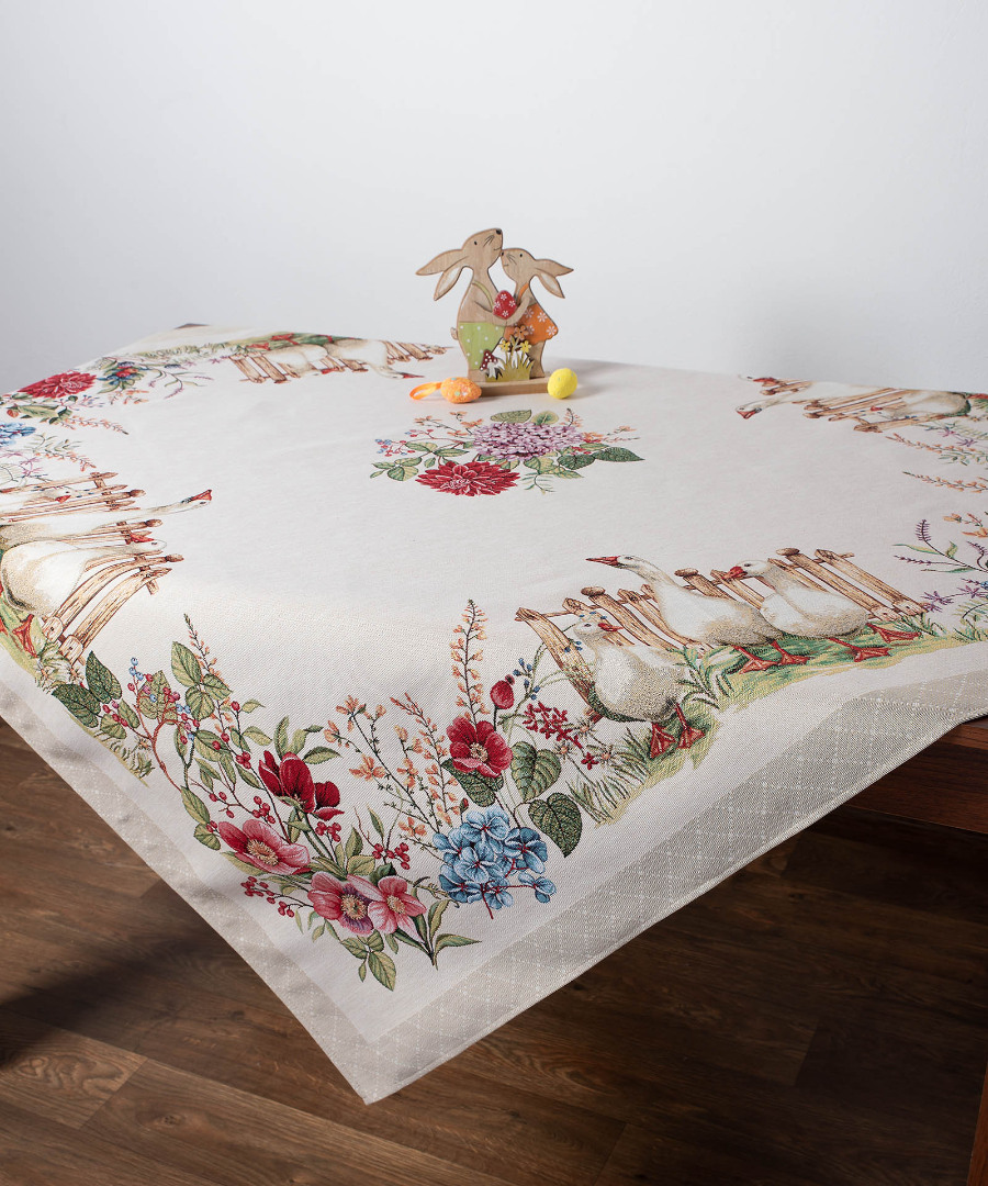 goosewalk2 τραπεζομάντηλα ( 140cm x 180cm) GOOSE WALK SilkFashion - Image 1