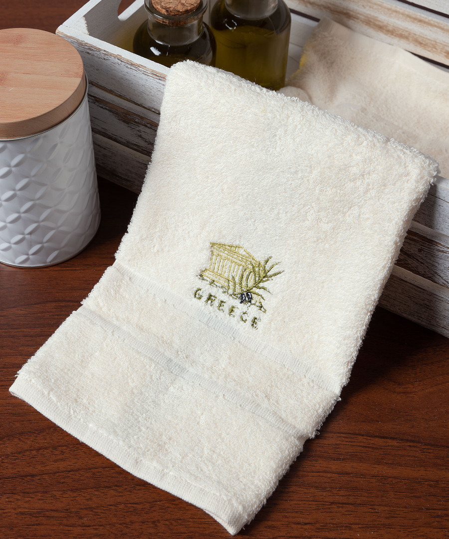 greece-acropolis-ivory Δωδεκάδα πετσέτες χεριών (30cm x 50cm) ivory με την ακρόπολη GREECE SilkFashion - Image 1
