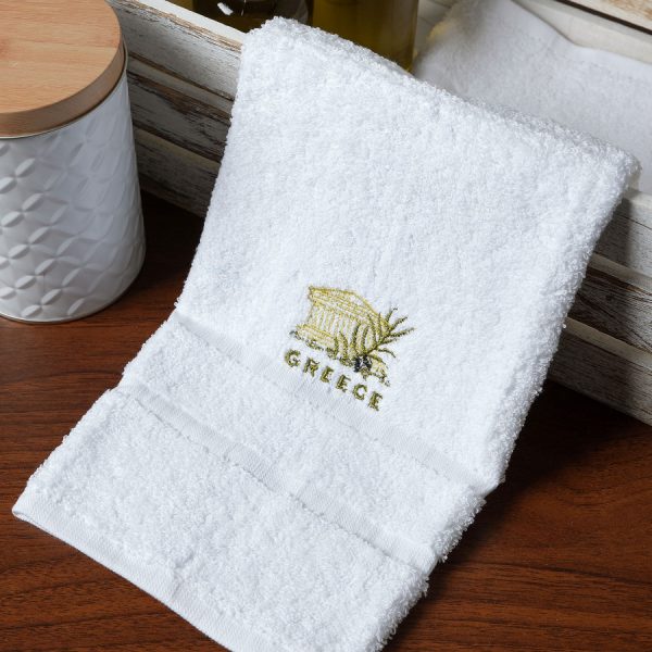 Δωδεκάδα πετσέτες χεριών (30cm x 50cm) λευκό με την ακρόπολη GREECE SilkFashion