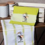 Σετ 2 τεμαχίων ποτηρόπανα (50cm x 70cm) ανεμόμυλος πράσινο GREECE SilkFashion