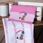 Σετ 2 τεμαχίων ποτηρόπανα (50cm x 70cm) ρόζ γάτα GREECE SilkFashion