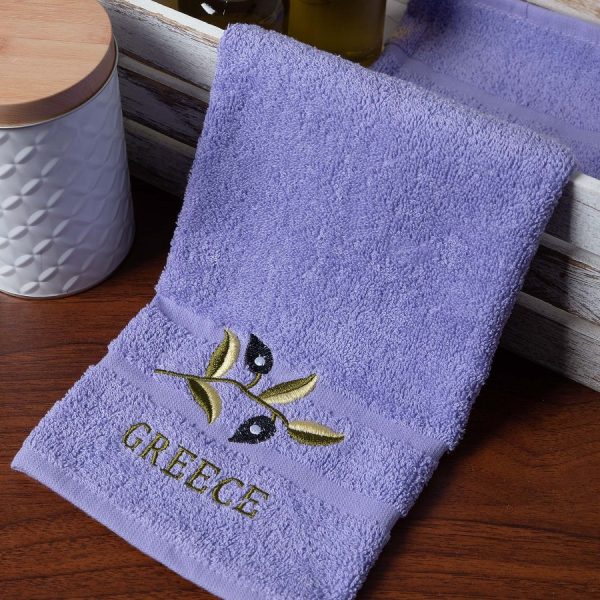 Πετσέτα Προσώπου ( 50cm x 100cm ) Μωβ με Κλαδί GREECE SilkFashion