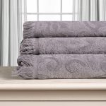 Βαμβακερή ζακάρ πετσέτα ALICIA 520gsm (80cm x 150cm) γκρί SilkFashion